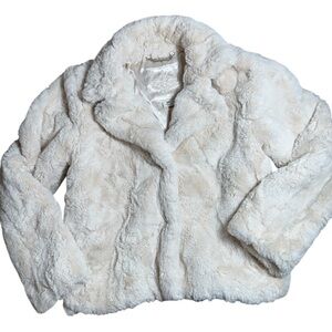 Jou Jou Girls Faux Fur Super Soft 2 button Formal Jacket‎ Cream Size M